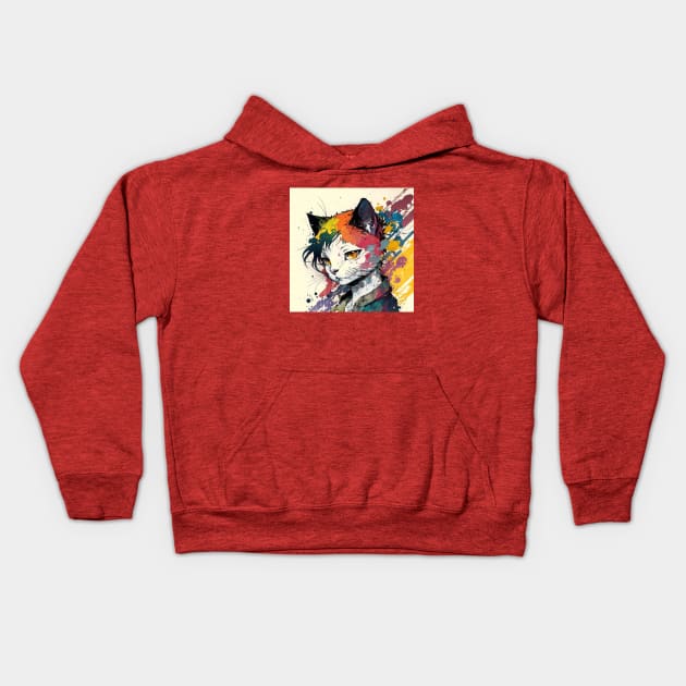 Anime Cat Character Kids Hoodie by Star Scrunch